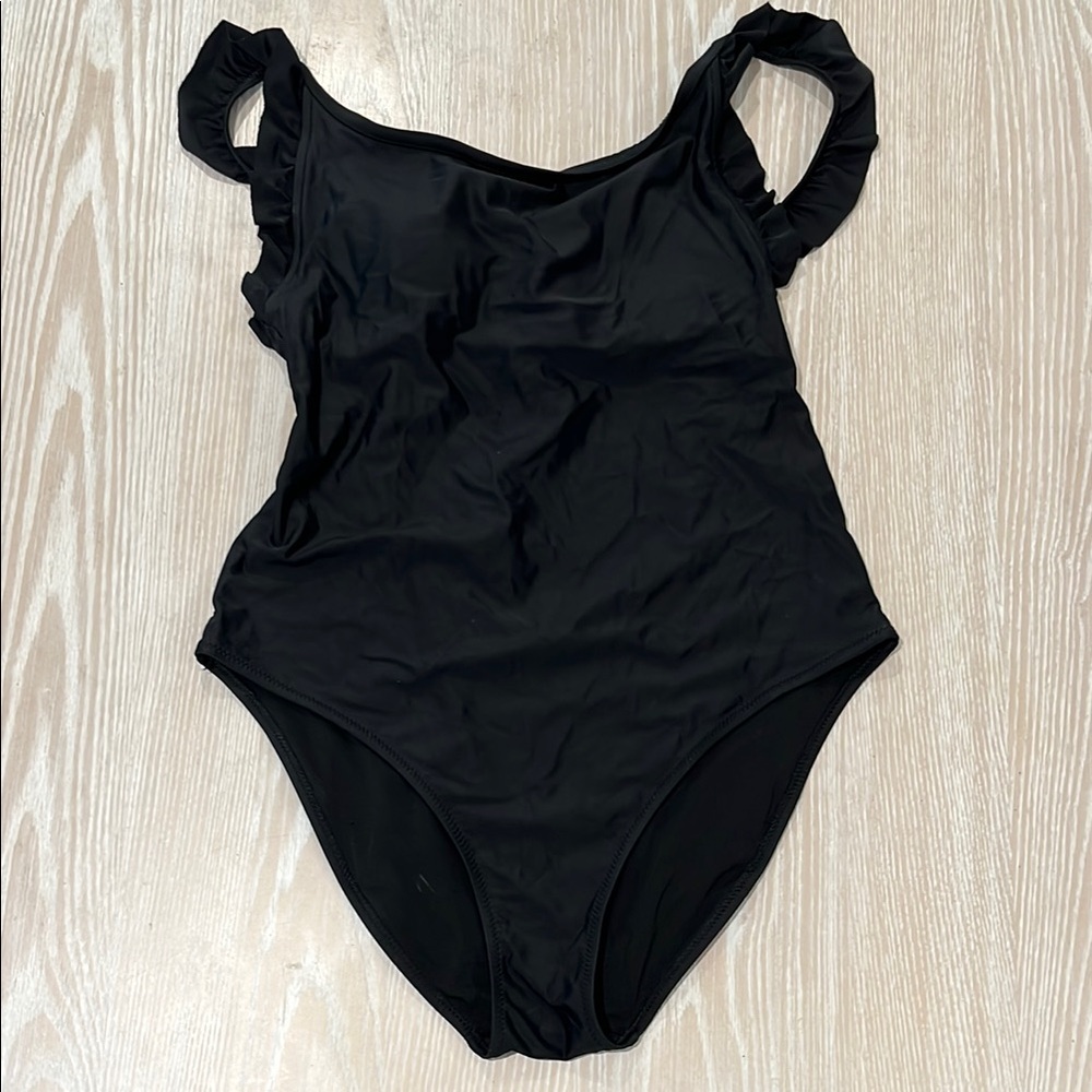 Aerie Black One Piece Swimsuit ruffle size M medium